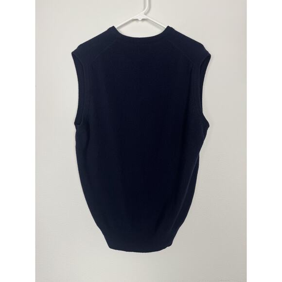 Peter Scott Sweater Vest Mens Size 44 Navy Blue 100% Lambswool V Neck Scotland - Picture 5 of 8